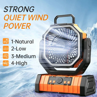 20000mAh 10000mAhUSB Rechargeable Camping Fan Portable Air Circulators Wireless Fans 270 ° Head Rotation Tent Fan