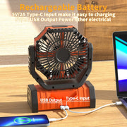 20000mAh 10000mAhUSB Rechargeable Camping Fan Portable Air Circulators Wireless Fans 270 ° Head Rotation Tent Fan